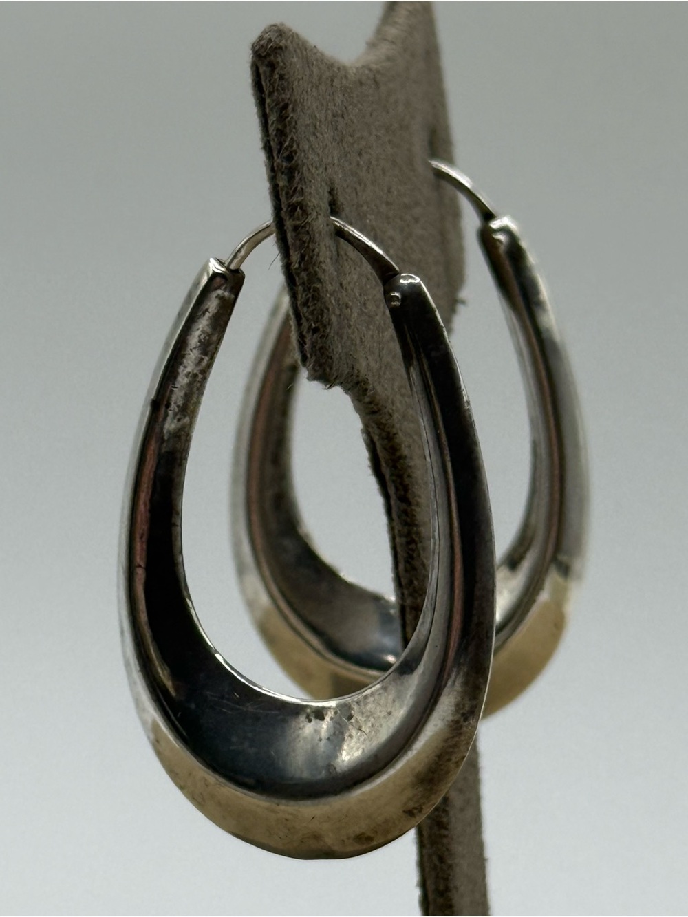 Sterling Silver Hoop Drop Earrings - Silver - Picture 4 of 8